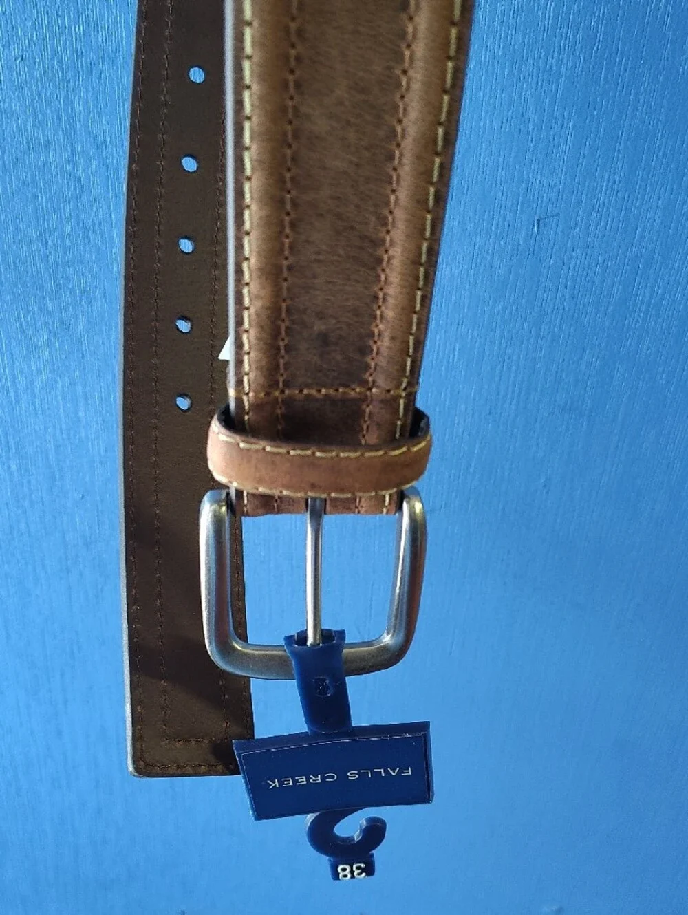 Falls Creek Tan Brown Leather Belt with Silver Buckle